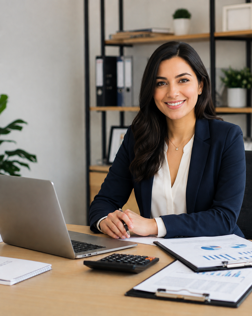 Small business owner reviewing bookkeeping service costs with an accountant