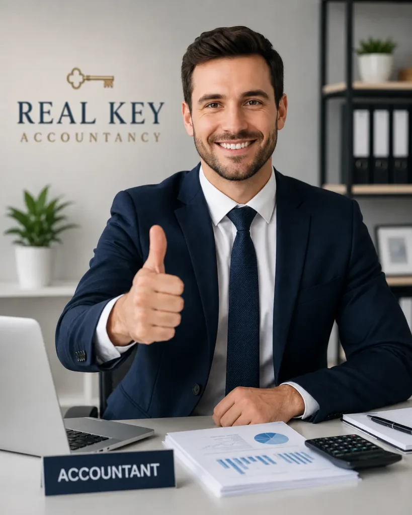 This is the image of an Real Key Employee showing thumbs up