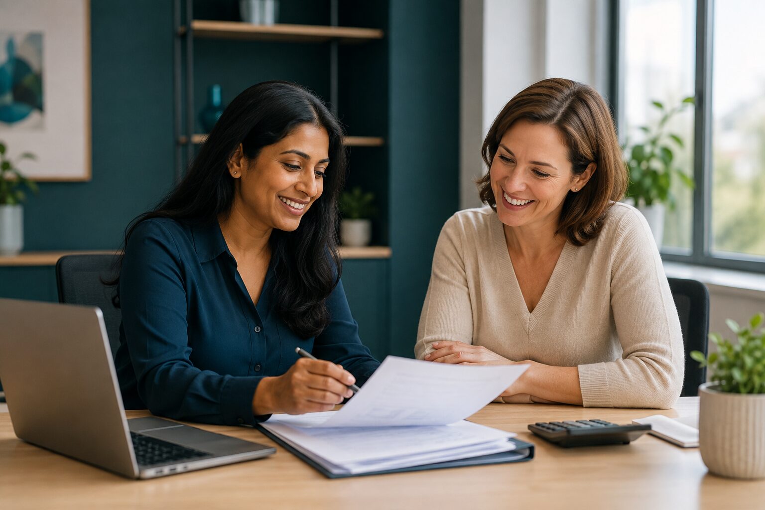 Real Key Accountancy bookkeeper discussing records with a small-business owner