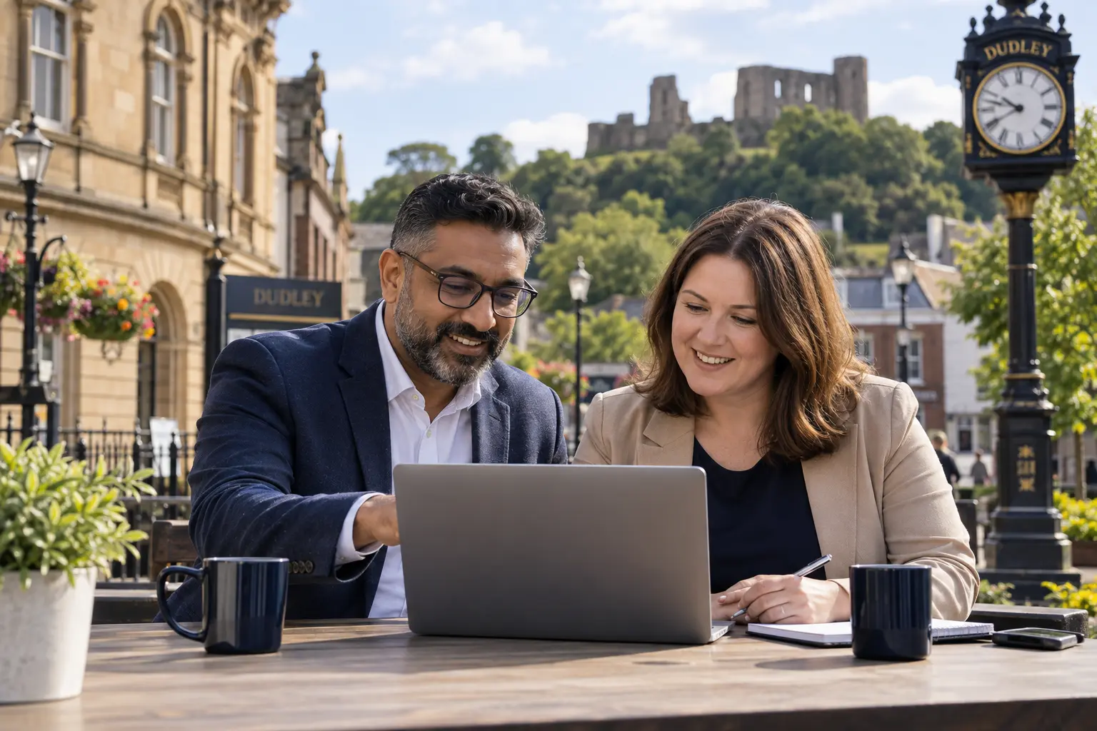 Best bookkeepers in Dudley helping a small business owner review organised digital records