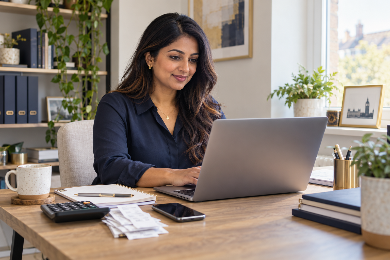 Sole trader using online bookkeeping services from a home office