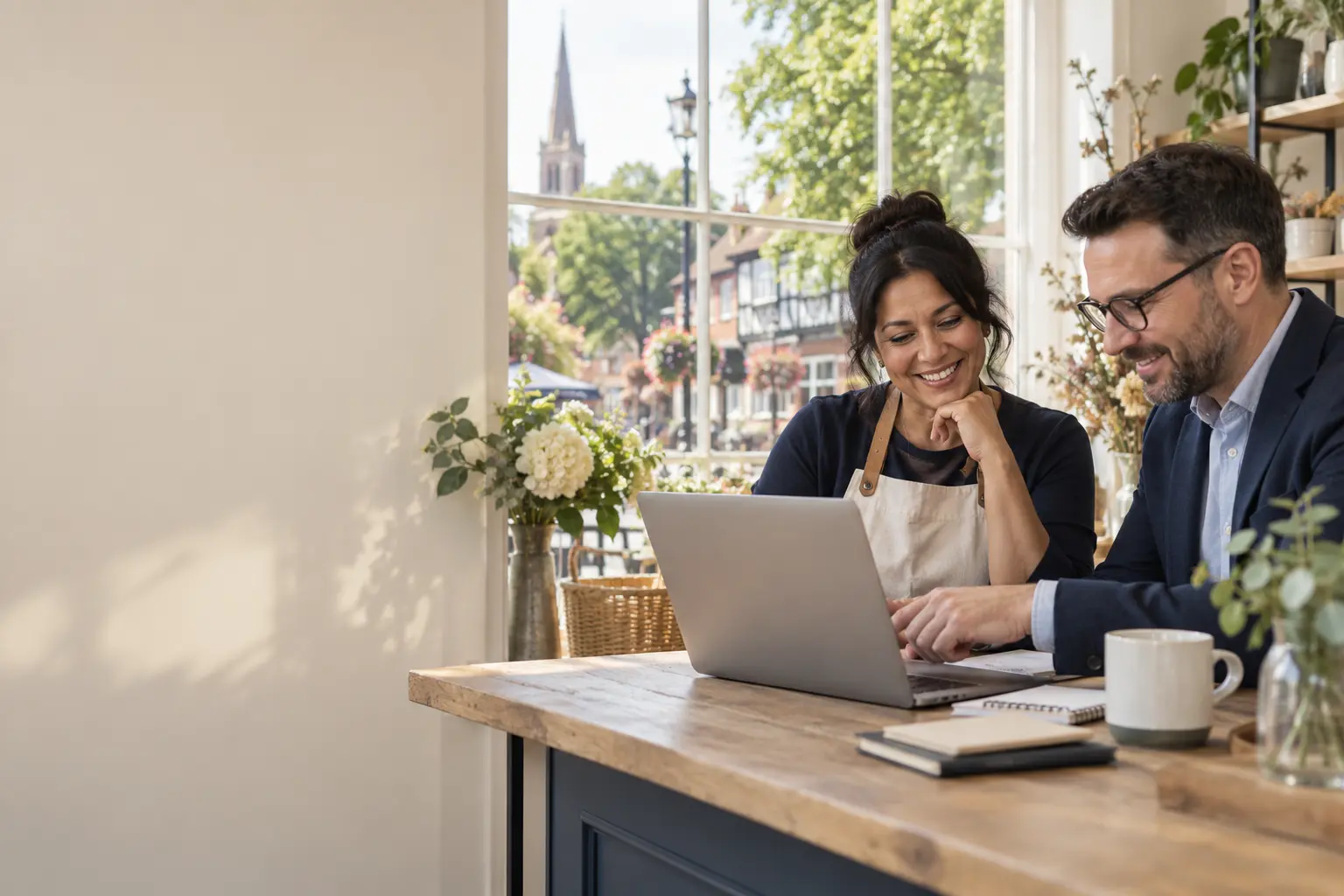 Friendly Solihull business owner receiving bookkeeping support