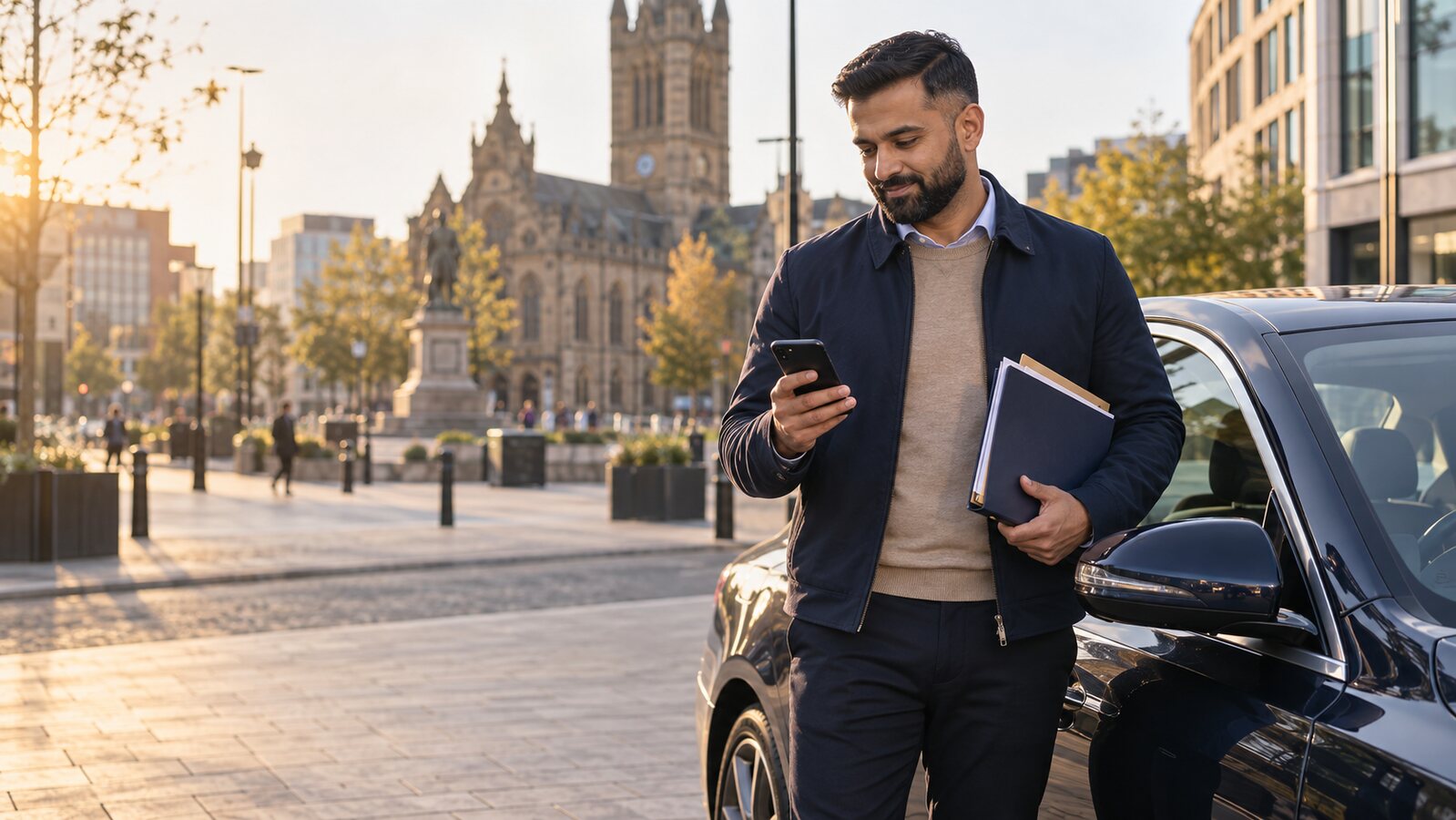 Private hire driver organising licence renewal documents in Wolverhampton